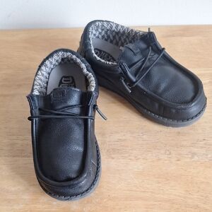 Hey Dude Wally Youth Classic Moccasins - Black/Charcoal - Kids Size 13